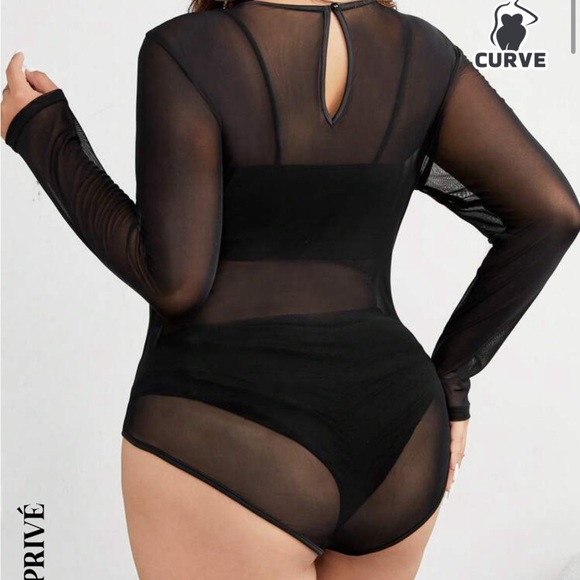 BRAND NEW SHEIN Privé Plus Size Trendy Tight See-through Bodysuit - Picture 4 of 6